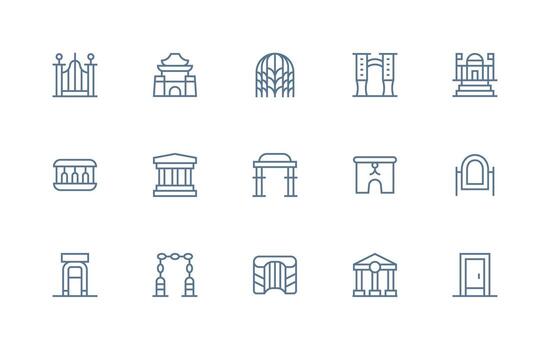15 regular línea estilo íconos desde arco colección esencial icono colección vector