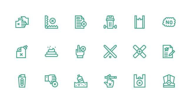 Strong Stroke Line Icons from Refuse Set with 18 Vectors Well-Structured Icons for Creative Use
