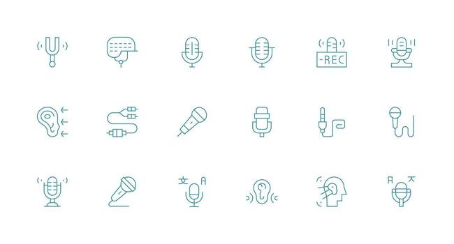Audio Input Icon Collection with 18 Minimal Line Designs Optimized Icon Pack for Digital Products vector