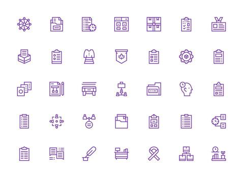 organización visual paquete conteniendo 35 regular limpiar línea íconos limpiar icono colección para web utilizar vector