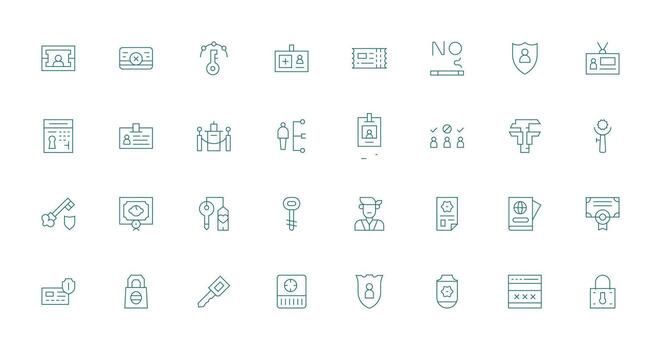 32 Delgado línea vectores para autorización tema pulcramente diseñado íconos para web plataformas