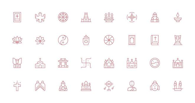 Thin Line Icons from Spiritual Set with 32 Vectors Complete Icon Bundle for Web Design