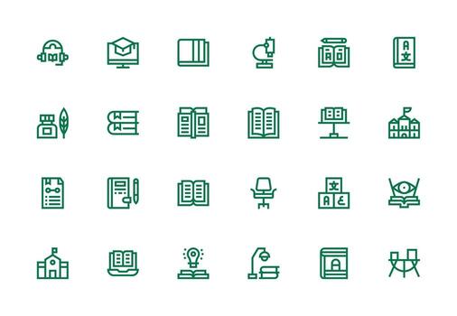 Study featuring 24 Icons in Thick Line Line Design UI-Ready Icon Collection vector