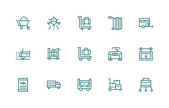 15 Regular Line Icons for Moving Graphics Reusable Icon Set vector