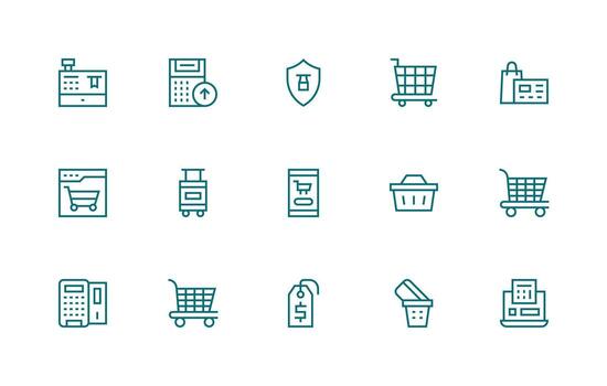 15 Regular Line Icons for Checkout Graphics Web and App Icon Pack Collection vector