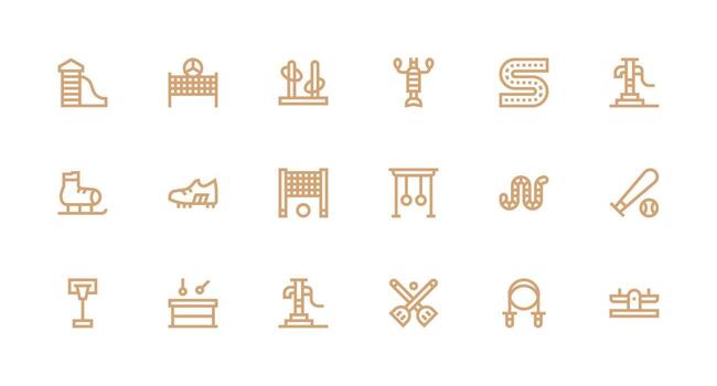 18 Strong Stroke Line Designs for Playground Icons Clean Icon Set Icon Pack for UI Projects vector