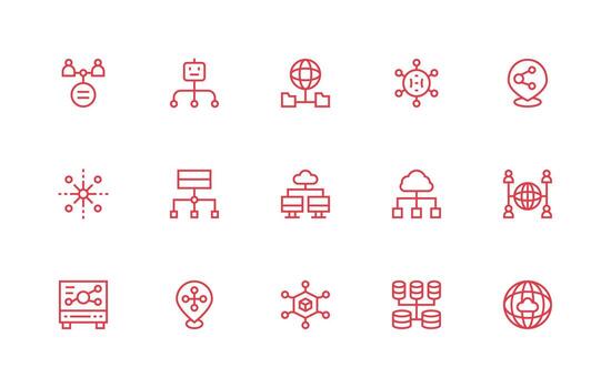15 íconos para repartido en regular línea formato icono paquete para ui vector