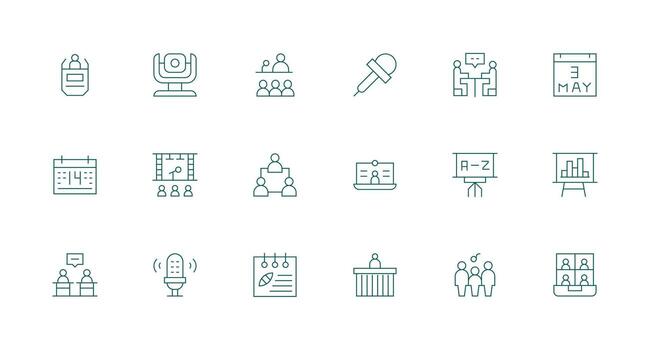 18 Minimal Line Icons for Meeting Graphics High-Resolution Icons for Any Platform vector