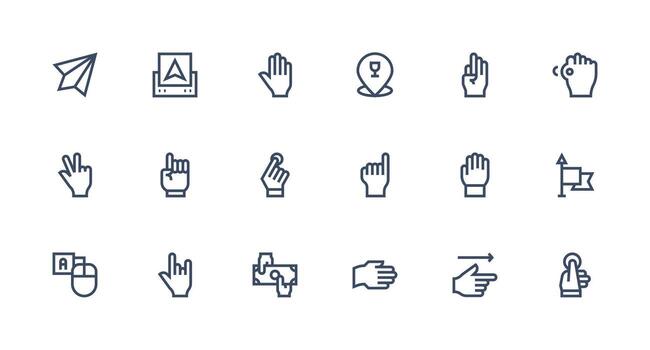 Pointer featuring 18 Icons in Strong Stroke Line Design Layout Icon Collection vector