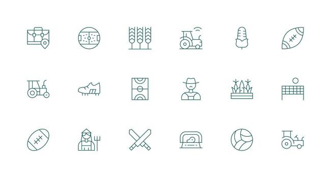 Field featuring 18 Icons in Minimal Line Design High-Resolution Icons for Any Platform vector