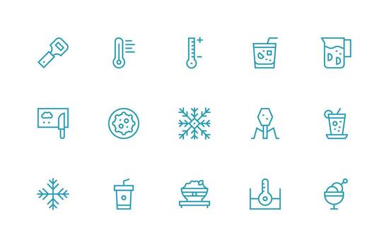 Regular Line Style Cold Icons with 15 Vectors Web and App Icon Pack Collection