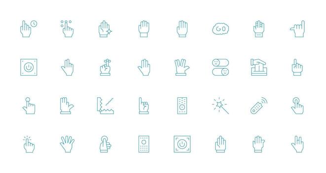 32 Delgado línea íconos para activar gráficos de múltiples fines icono conjunto vector