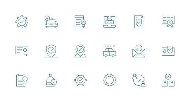 18 Minimal Line Icons for Approved Graphics Complete Icon Set for Mobile Apps vector