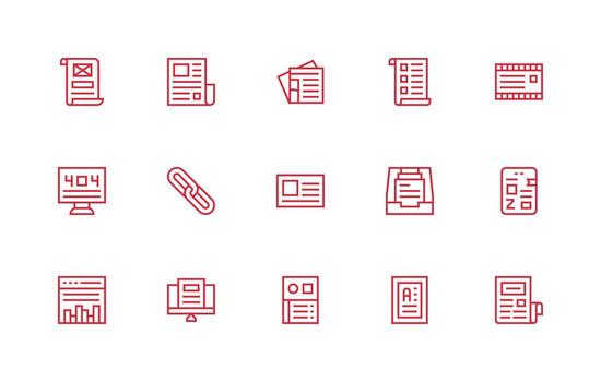 Page Icon Set with 15 Regular Line Graphics Neat Icon Set vector