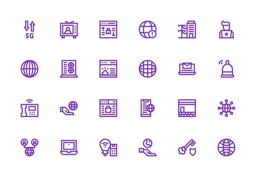 Thick Line Line Icons from Internet Set with 24 Vectors Compact Icon Set