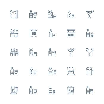 Medium Stroke Outline Icons from Pub Set with 25 Vectors Simple Icons for Interface and Wireframes