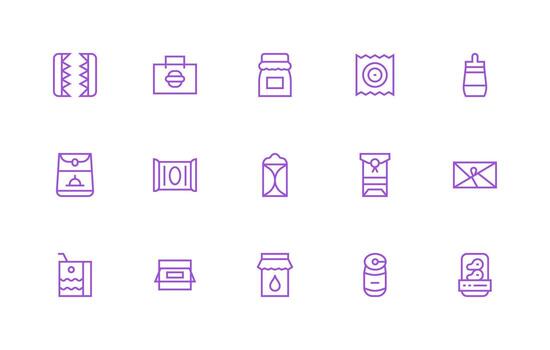 15 Regular Line Icons for Sealed Graphics Scalable Icons for All Themes vector