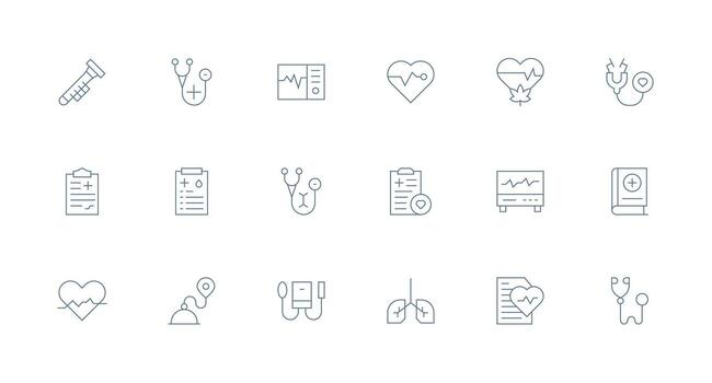 Vital Signs Set with 18 Minimal Line Icons UI-Ready Icon Collection vector
