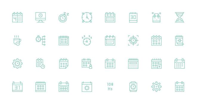 hora administración conjunto con 32 Delgado línea íconos de múltiples fines icono conjunto vector