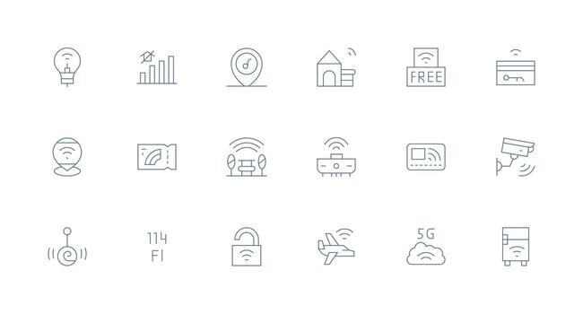 18 mínimo línea estilo íconos desde Wifi colección claro y conciso icono conjunto colección vector