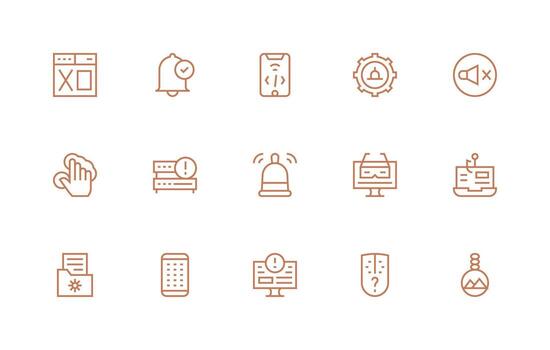 Software featuring 15 Icons in Regular Line Design UI Icon Set vector