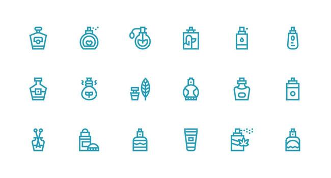 18 Strong Stroke Line Icons for Fragrance Graphics Clean Icon Set Icon Pack for UI Projects vector