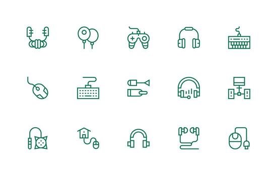 15 regular línea estilo íconos desde cableado colección limpiar icono colección para web utilizar vector