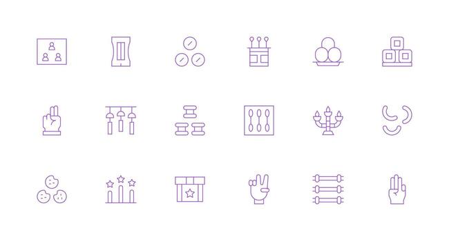 18 Minimal Line Style Icons from Three Collection Neat Icon Set vector