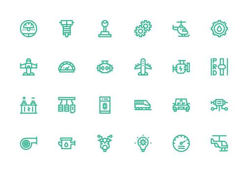 24 Thick Line Line Style Icons from Engine Collection Balanced Icon Set for Functional Design vector