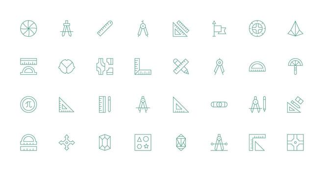 Geometry Set with 32 Thin Line Icons Core Icon Collection for Daily Tasks vector