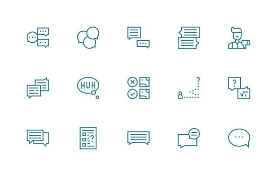Feedback Form Design Icons featuring 15 in Regular Line Style Standard Icon Pack vector