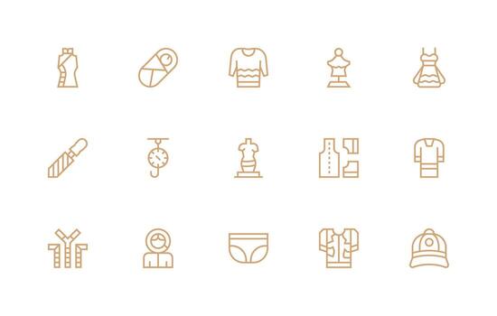 Clothing featuring 15 Icons in Regular Line Design Essential Icons for Rapid UI Building vector