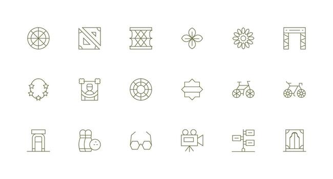 mínimo línea estilo marco íconos con 18 vectores equilibrado icono conjunto para funcional diseño