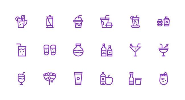 fuerte carrera línea íconos desde soda conjunto con 18 vectores reutilizable icono conjunto