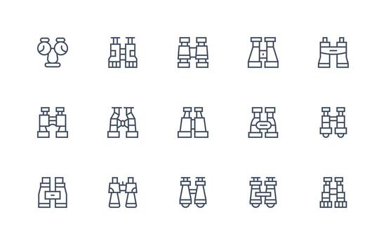 15 Icons for Spotting Scope in Regular Line Format Functional Icon Series vector