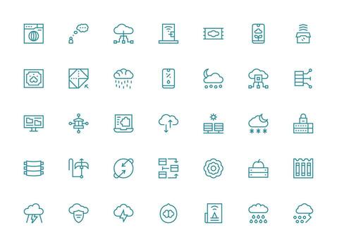nube diseño íconos presentando 35 en regular limpiar línea estilo básico icono serie vector