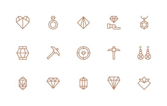 15 regular línea vectores para joya tema todas dispositivo compatible icono conjunto