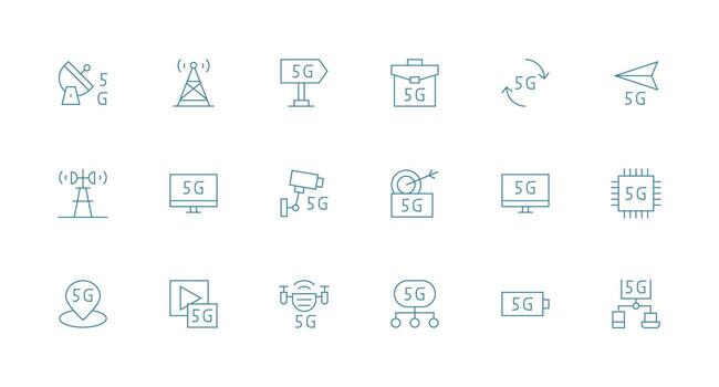 18 Minimal Line Style Icons from 5G Collection Quick Access Icons for UI Development vector