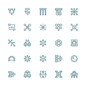 nodos visual paquete conteniendo 25 medio carrera contorno íconos ligero icono serie para rápido prototipos vector