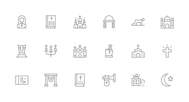18 Minimal Line Designs for Prayer Icons Scalable Icons for Cross-Platform Interfaces vector