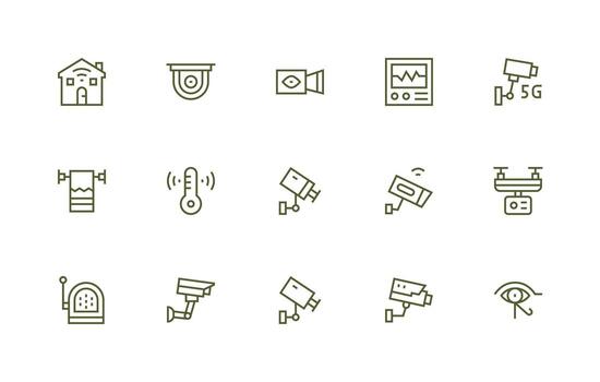 15 Regular Line Designs for Monitoring System Icons Icon Collection Set vector