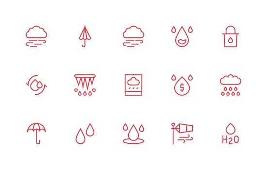 Regular Line Icons from Rain Set with 15 Vectors Clean Icon Set Icon Pack for UI Projects