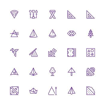 25 Icons for Triangle in Medium Stroke Outline Format Complete Icon Bundle for Web Design vector