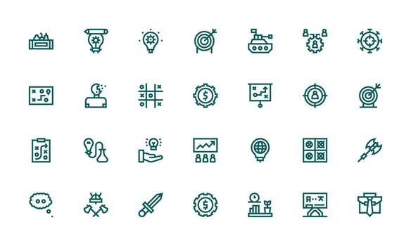 Strategy Icon Set with 28 Bold Line Graphics Fully Editable Icon Set for Web vector