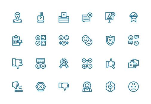 Disapproval featuring 24 Icons in Thick Line Line Design Neatly Designed Icons for Web Platforms vector