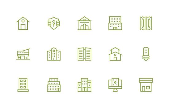 ventanas incluso 15 regular línea ilustraciones icono conjunto para web vector