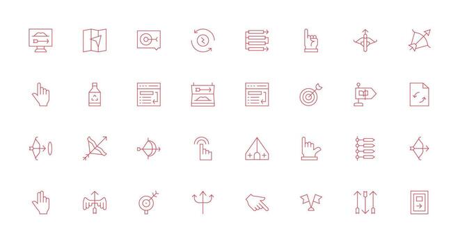 32 íconos para flecha en Delgado línea formato básico icono serie vector