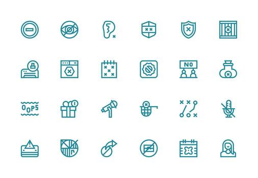 24 Icons for Blocked in Thick Line Line Format Web and App Icon Pack Collection vector