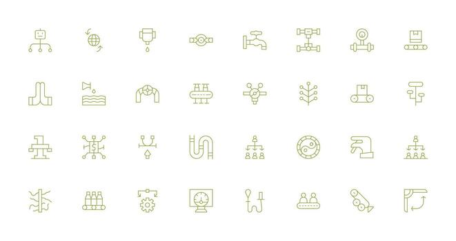 fluir presentando 32 íconos en Delgado línea diseño multi-estilo íconos para creativo proyectos vector