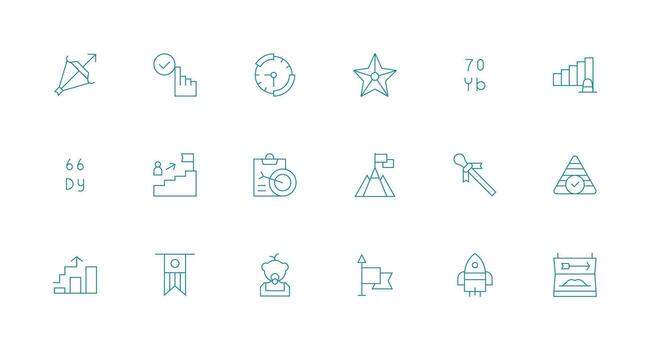 18 Minimal Line Style Icons from Milestone Collection Customizable Icon Series for Mobile Screens vector
